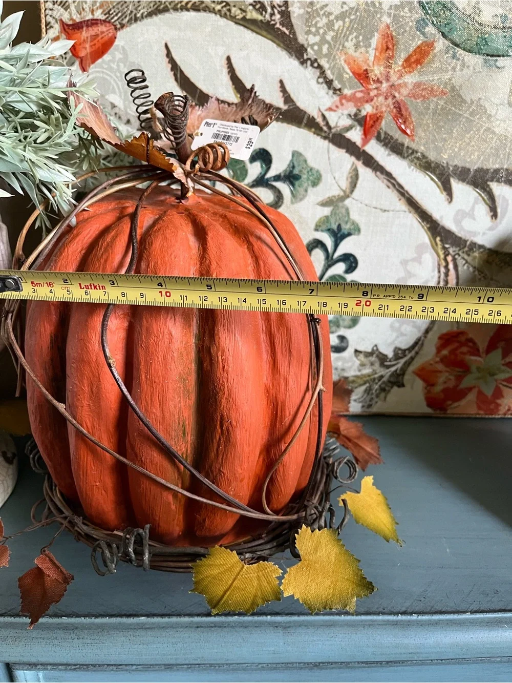NWT PIER 1  Autumn Orange Decorative Pumpkin - Rustic Fall Home Holiday Accent